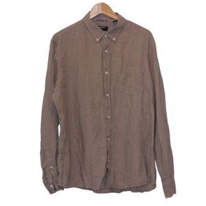 Nordstrom Trim Fit Linen Long Sleeve Button Down  Shirt Men Size XL